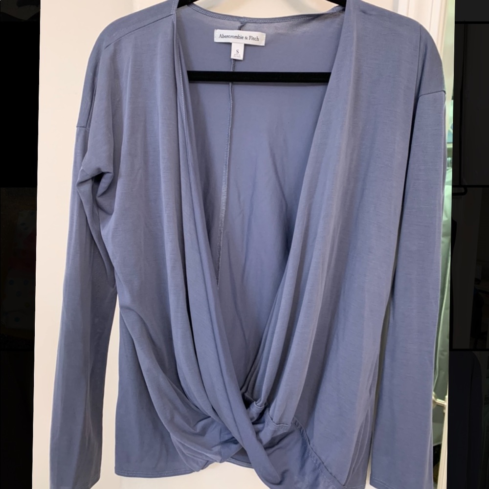 Blue long sleeve open front